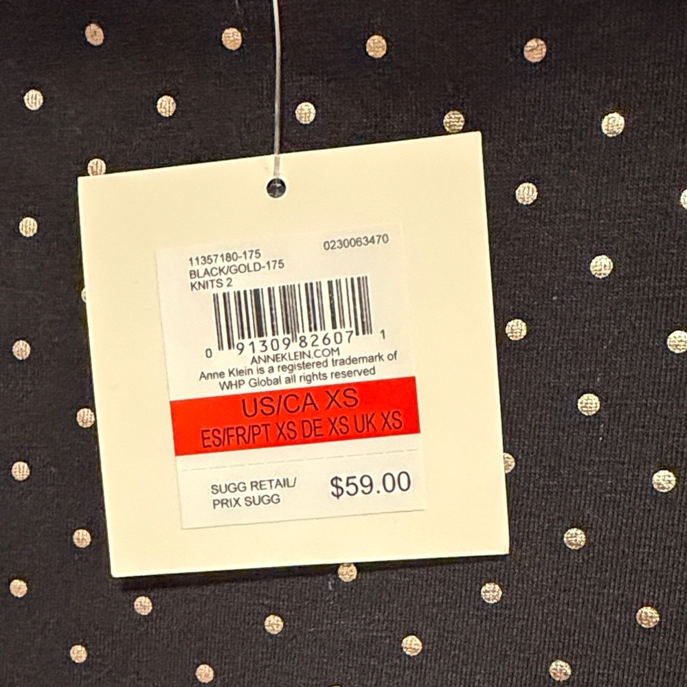 Anne Klein Black and Gold Polka Dot Short Sleeve Top - Picture 7 of 9